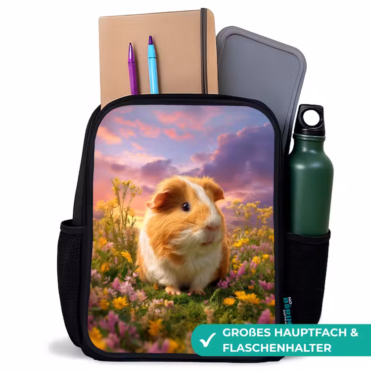 Kinderrucksack - Schwarz - Meerschweinchen auf der Weide bei Sonnenuntergang — 8