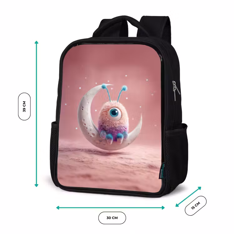 Kinderrucksack - Schwarz - Mondbeobachter mit einem Auge — 6