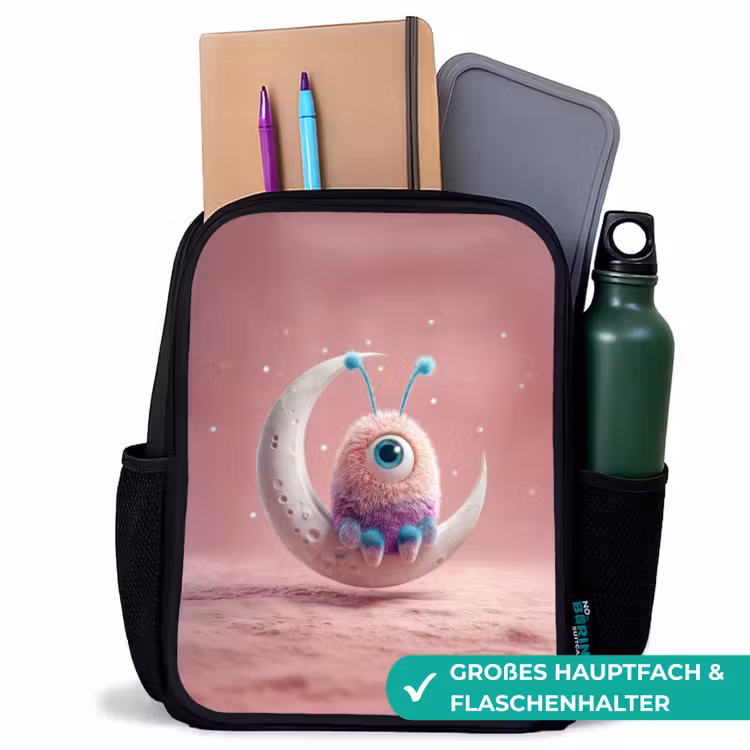 Kinderrucksack - Schwarz - Mondbeobachter mit einem Auge — 8