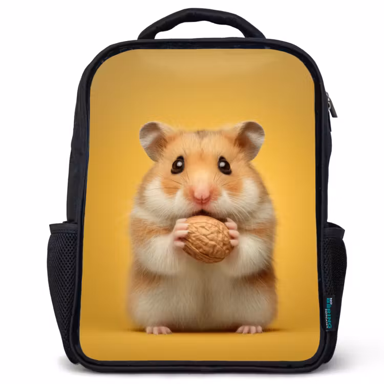 Kinderrucksack - Schwarz - Nuss-Moment auf Gelb — 1