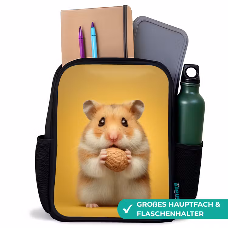 Kinderrucksack - Schwarz - Nuss-Moment auf Gelb — 8