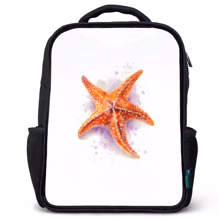 Kinderrucksack - Schwarz - Orangefarbenes Meeresjuwel in Aquarell — 1