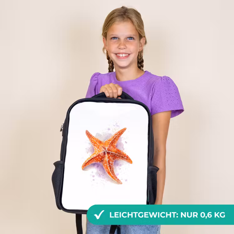 Kinderrucksack - Schwarz - Orangefarbenes Meeresjuwel in Aquarell — 7