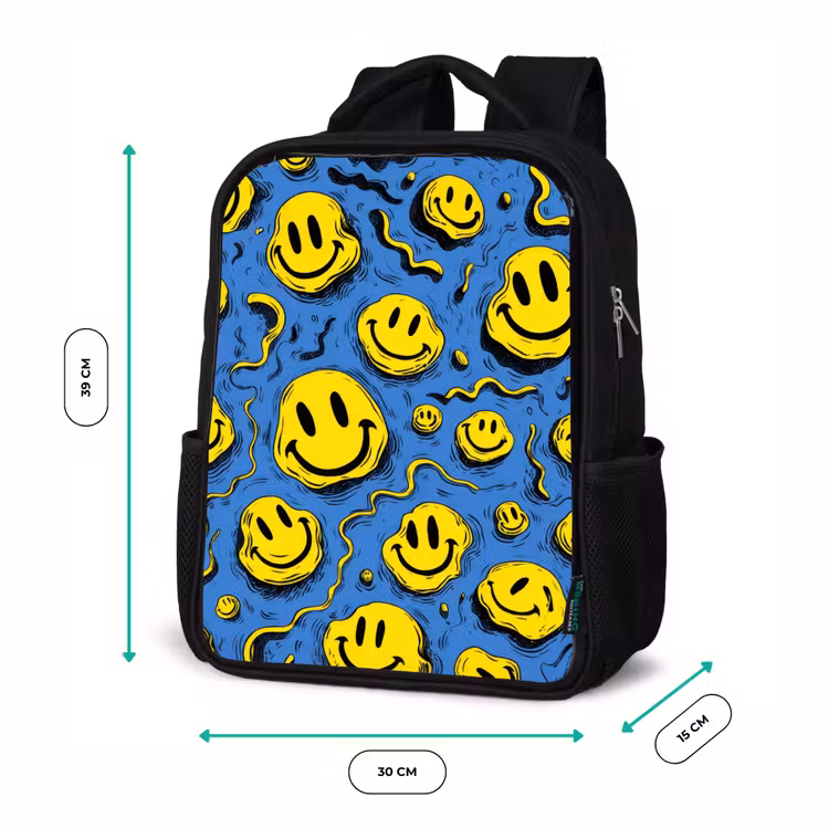 Kinderrucksack - Schwarz - Schmelzendes Lächeln auf Blau — 6