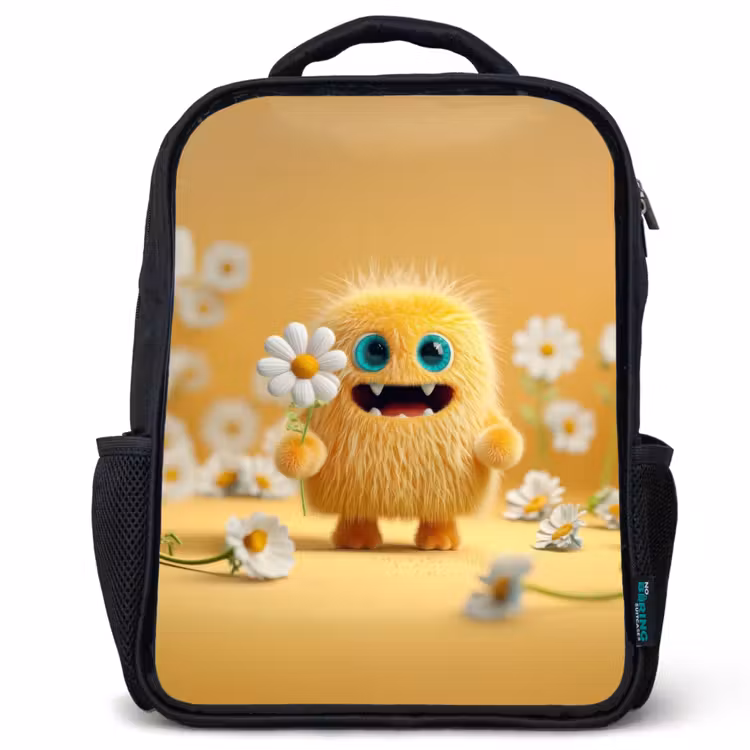Kinderrucksack - Schwarz - Sonnenumarmung mit Gänseblümchen — 1