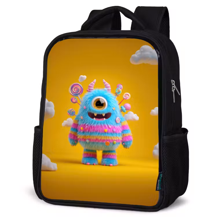 Kinderrucksack - Schwarz - Süßigkeitenmonster in den Wolken — 4