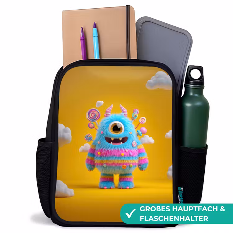 Kinderrucksack - Schwarz - Süßigkeitenmonster in den Wolken — 8