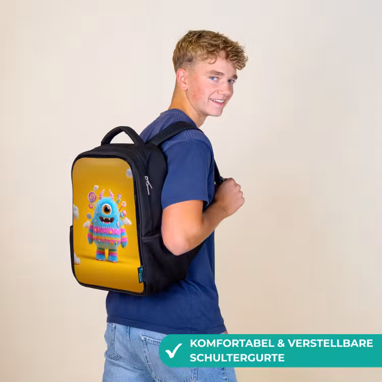Kinderrucksack - Schwarz - Süßigkeitenmonster in den Wolken — 9
