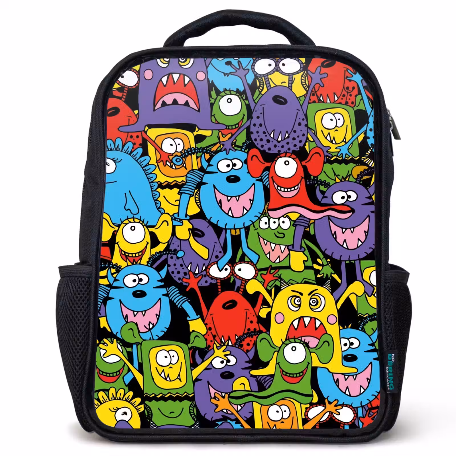 Kinderrucksack - Schwarz - Monster mit leuchtenden Farben — 1