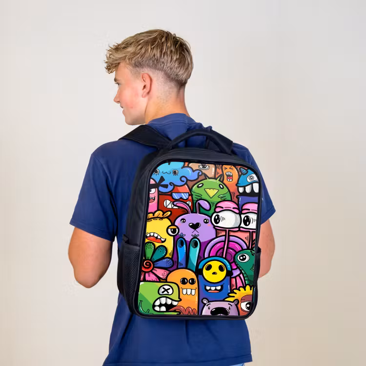 Kinderrucksack - Schwarz - Lustige Monsterbande — 3