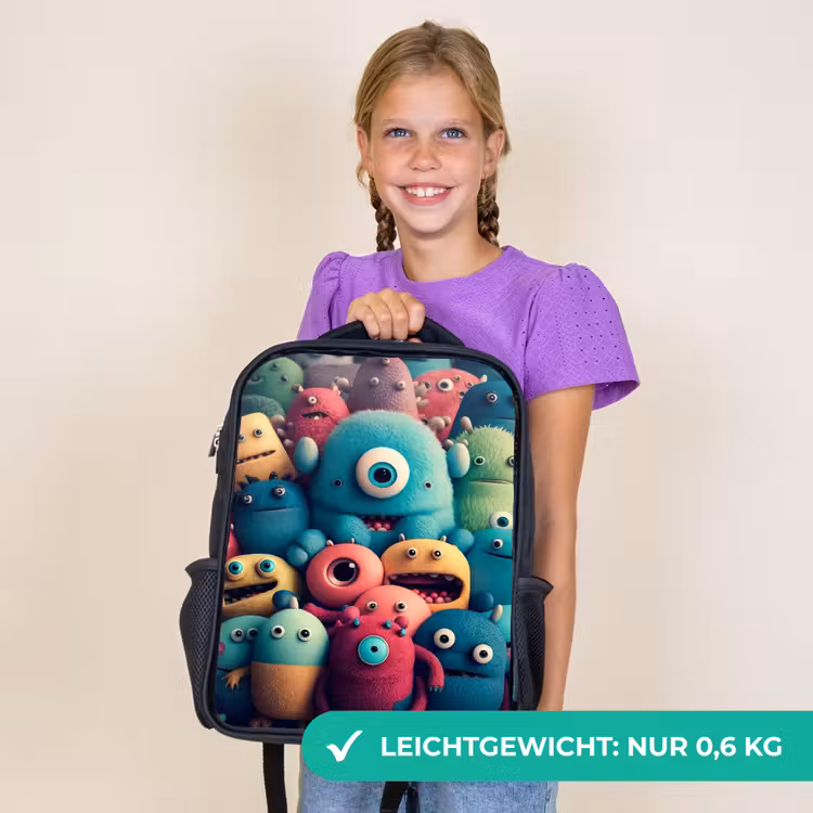 Kinderrucksack - Schwarz - Monster Crowd — 7