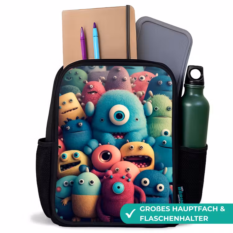 Kinderrucksack - Schwarz - Monster Crowd — 8