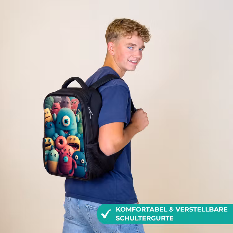 Kinderrucksack - Schwarz - Monster Crowd — 9
