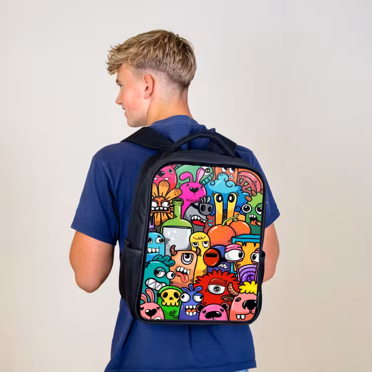 Kinderrucksack - Schwarz - Monster mit 1 Auge — 3
