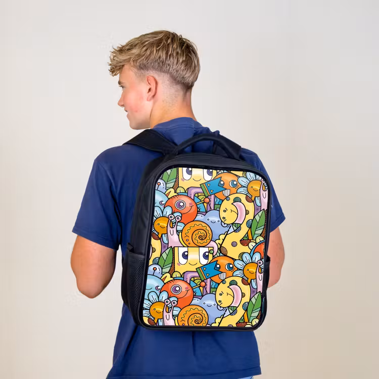 Kinderrucksack - Schwarz - Monster mit Punkten — 3