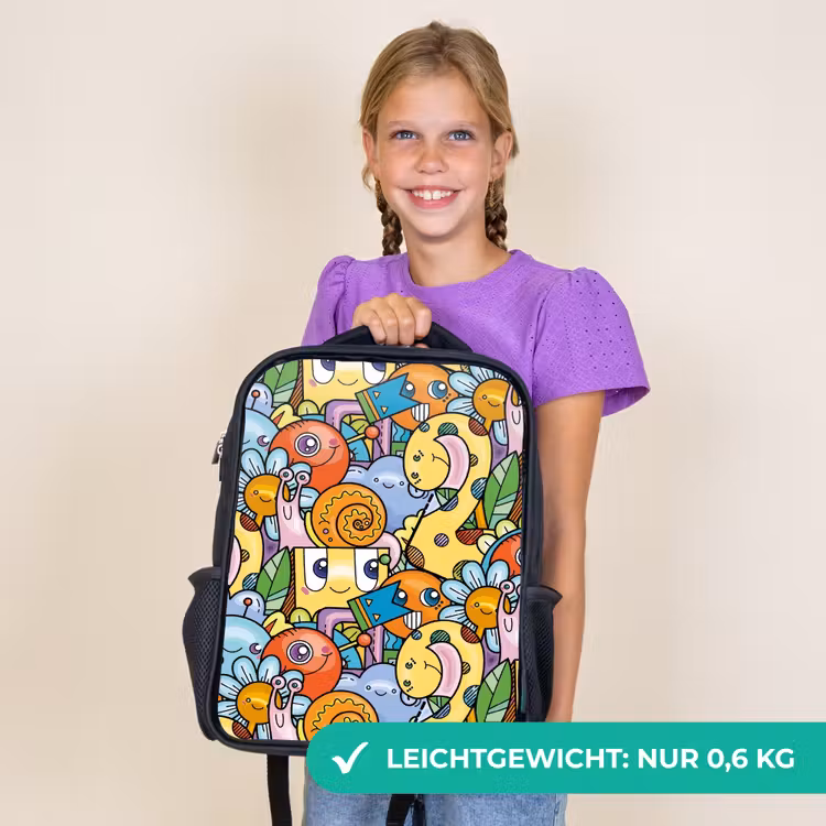 Kinderrucksack - Schwarz - Monster mit Punkten — 7