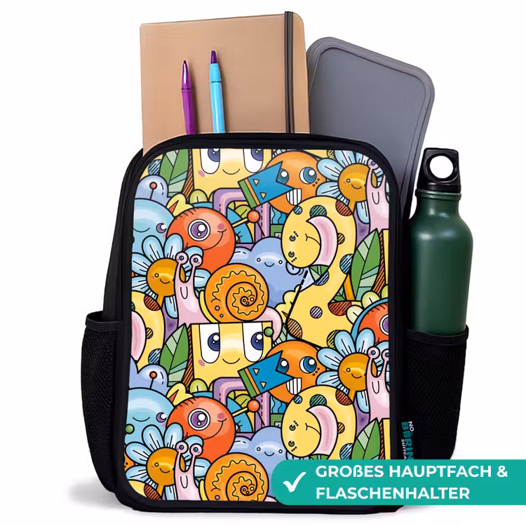 Kinderrucksack - Schwarz - Monster mit Punkten — 8