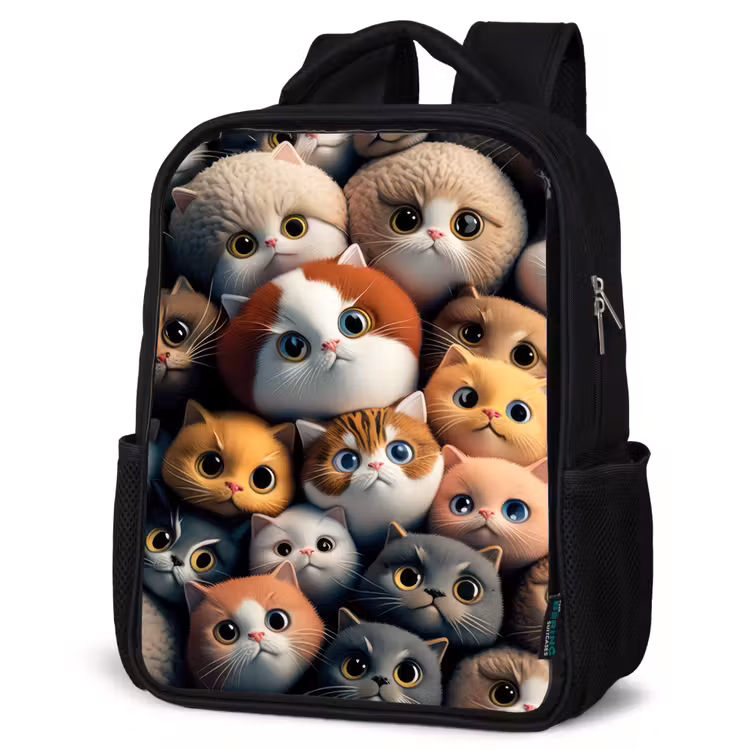 Kinderrucksack - Schwarz - Orangefarbene Katzen — 4