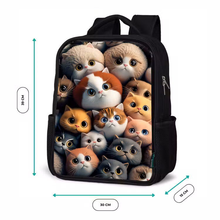 Kinderrucksack - Schwarz - Orangefarbene Katzen — 6