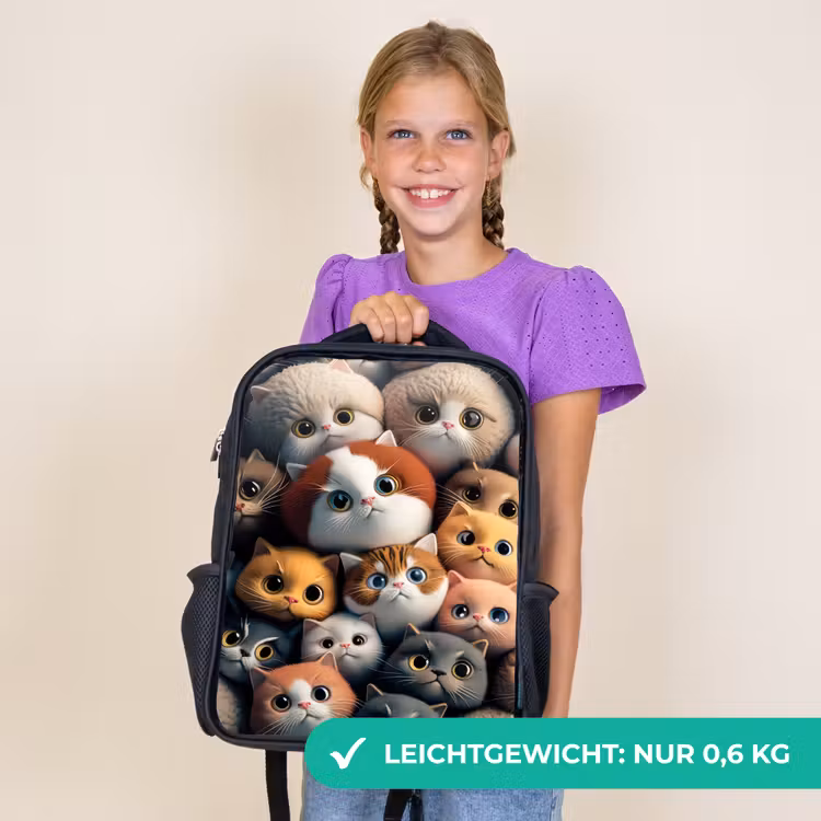 Kinderrucksack - Schwarz - Orangefarbene Katzen — 7