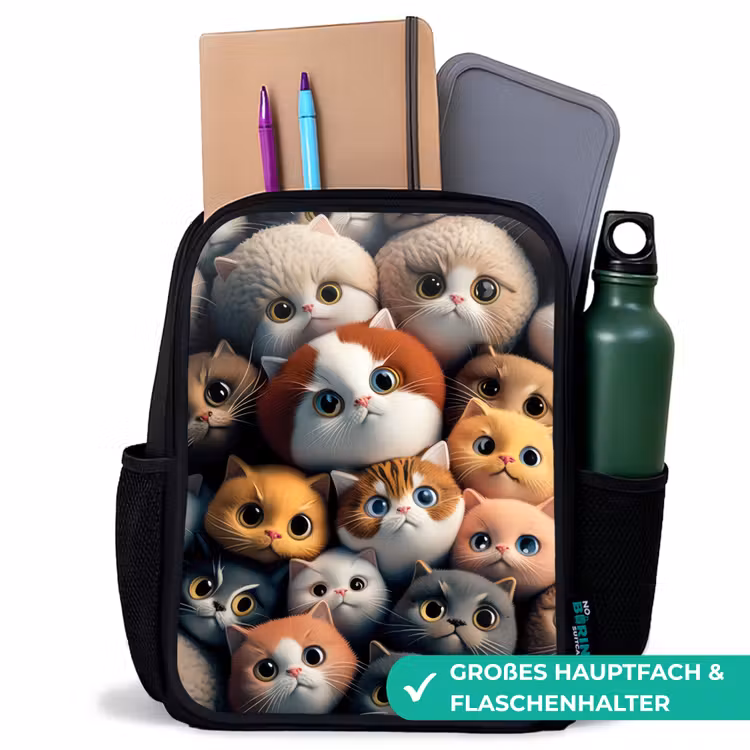 Kinderrucksack - Schwarz - Orangefarbene Katzen — 8