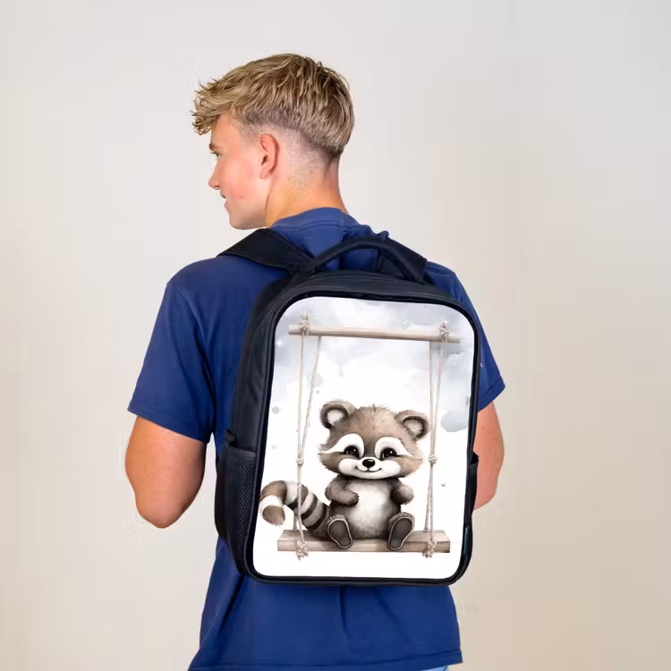 Kinderrucksack - Schwarz - Waschbär - Tier - Kinder — 3