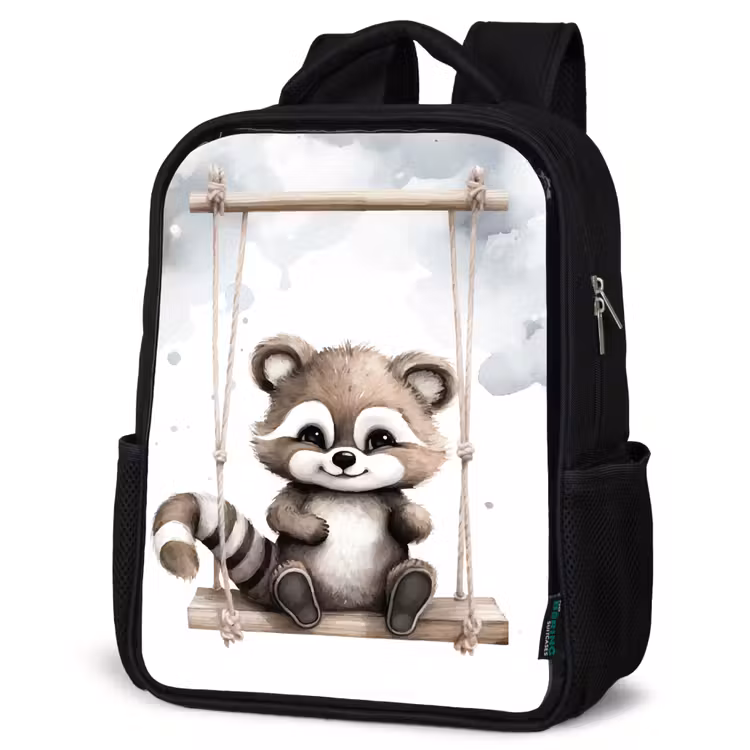 Kinderrucksack - Schwarz - Waschbär - Tier - Kinder — 4