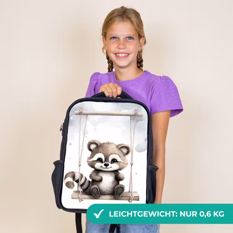 Kinderrucksack - Schwarz - Waschbär - Tier - Kinder — 7