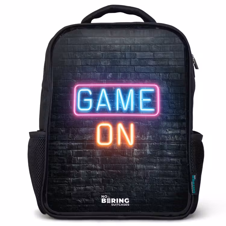 Kinderrucksack - Schwarz - Spiel - Buchstaben - Neon — 1