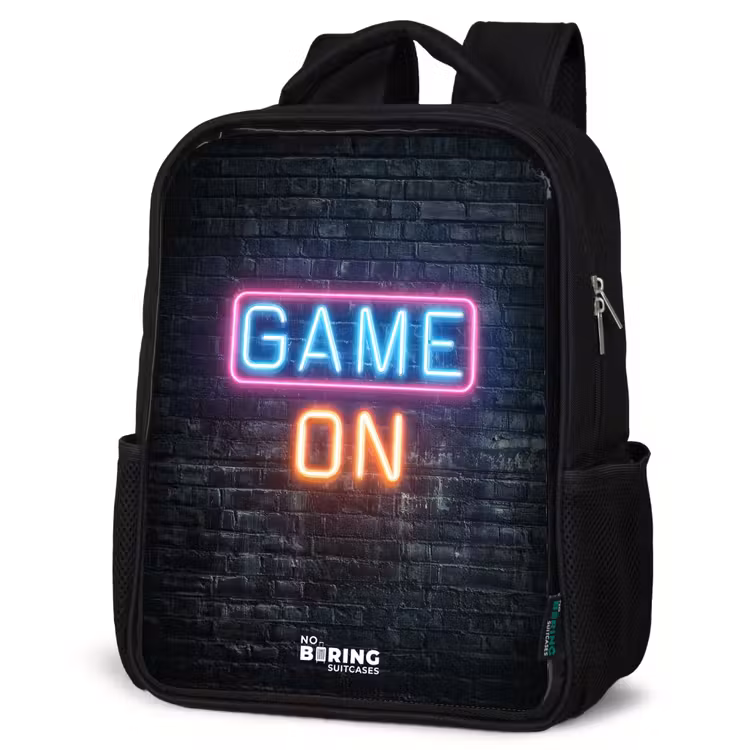 Kinderrucksack - Schwarz - Spiel - Buchstaben - Neon — 4