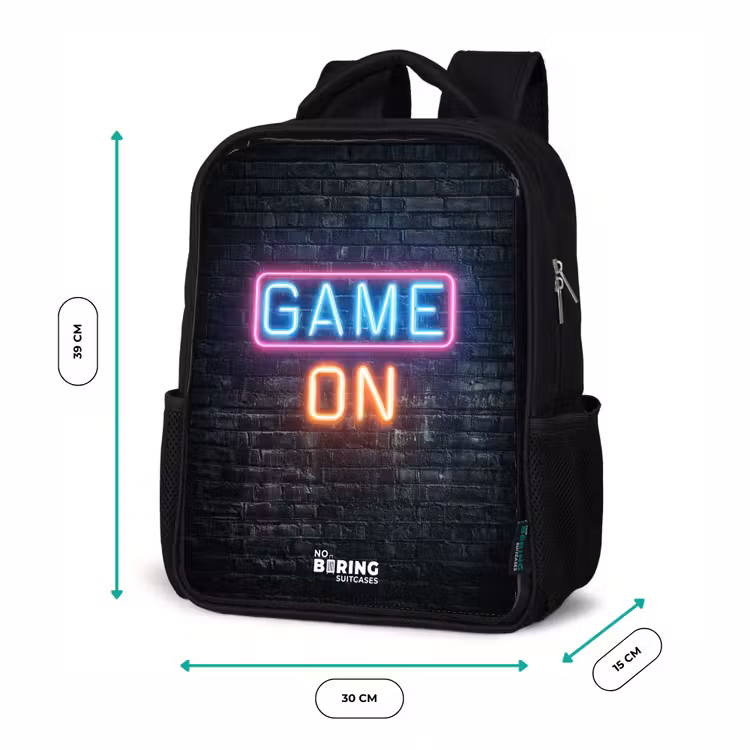 Kinderrucksack - Schwarz - Spiel - Buchstaben - Neon — 6