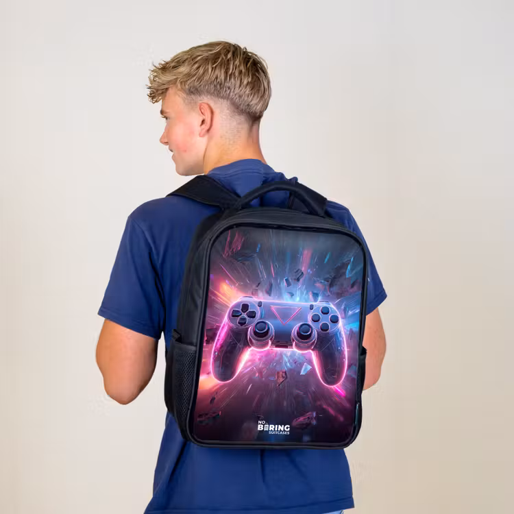 Kinderrucksack - Schwarz - Spiel - Controller - Neon — 3
