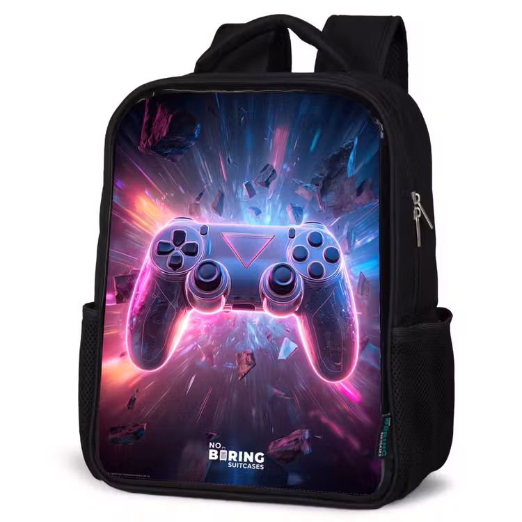 Kinderrucksack - Schwarz - Spiel - Controller - Neon — 4