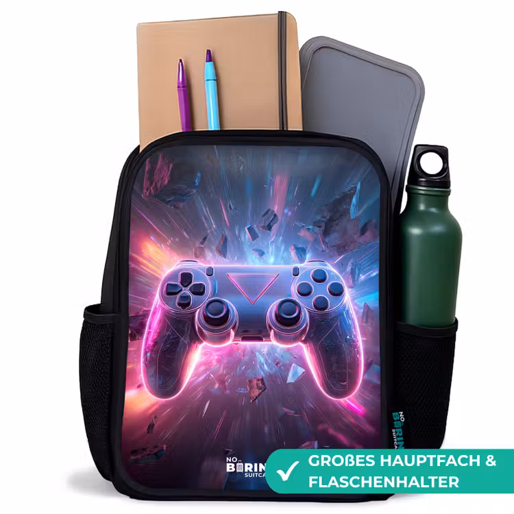 Kinderrucksack - Schwarz - Spiel - Controller - Neon — 8