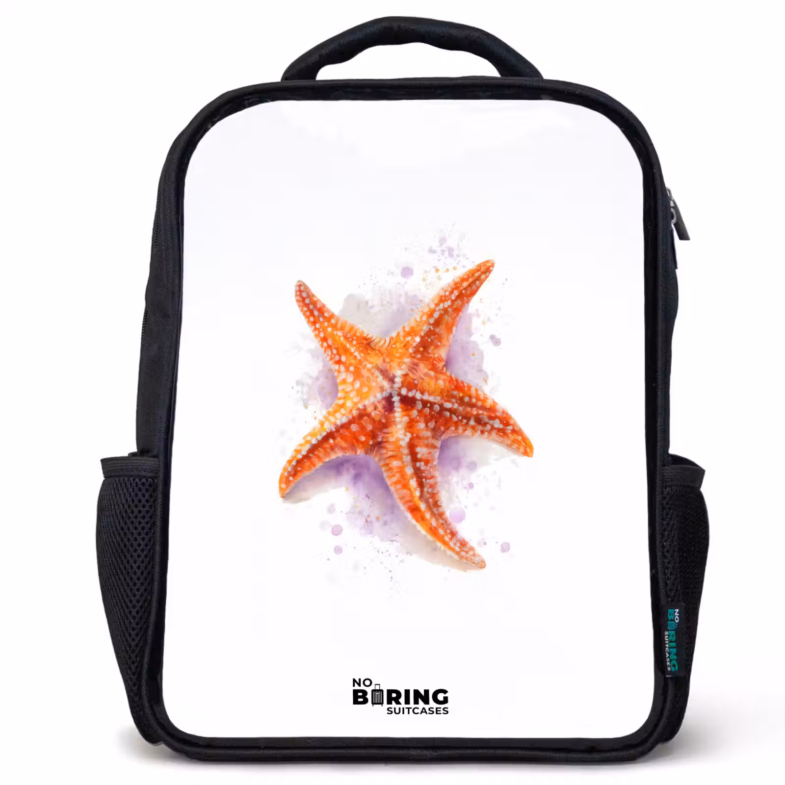 Kinderrucksack - Schwarz - Orange Seestern Illustration — 1