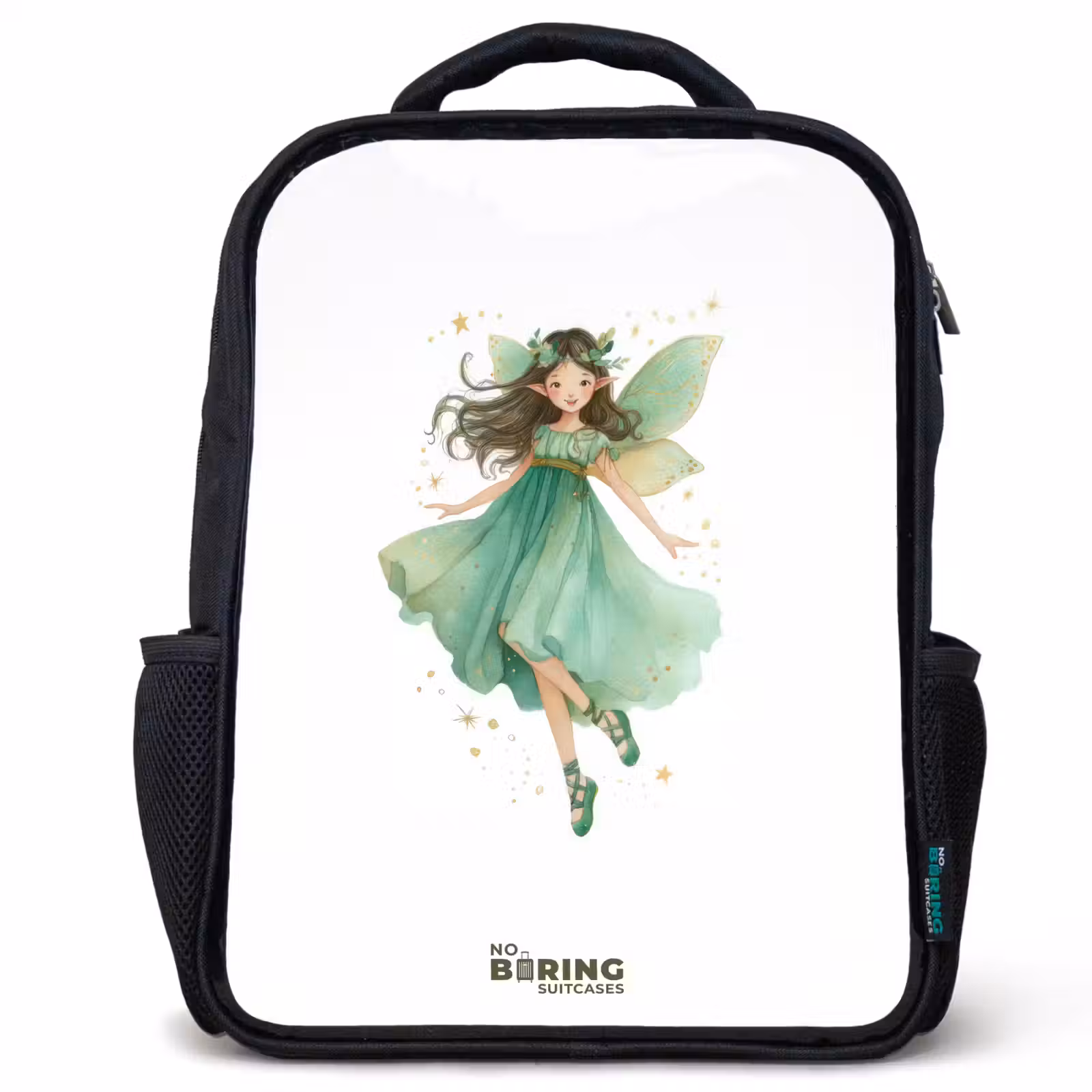 Kinderrucksack - Schwarz - Schwebende grüne Elfe — 1