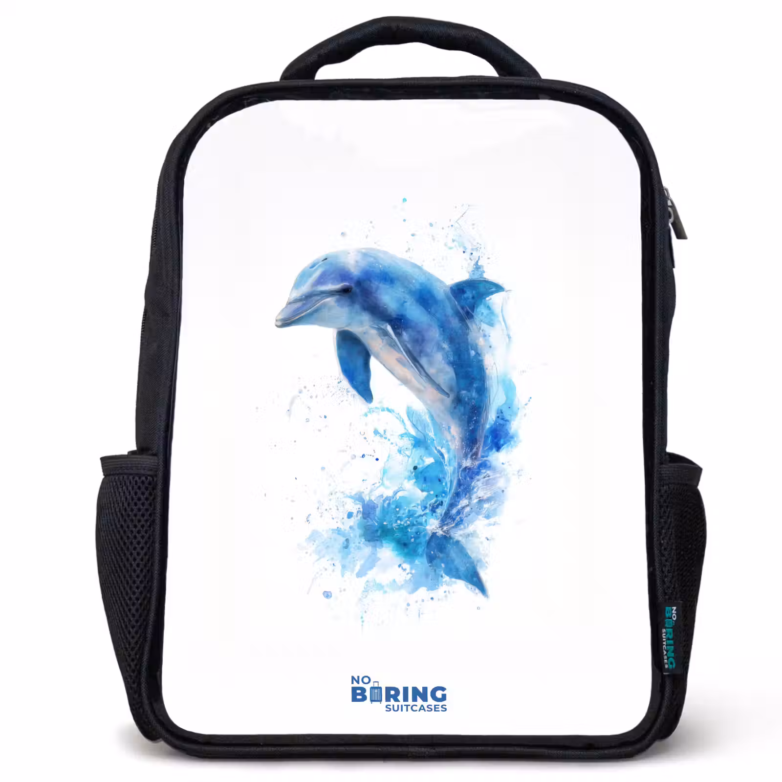 Kinderrucksack - Schwarz - Springender blauer Delfin — 1