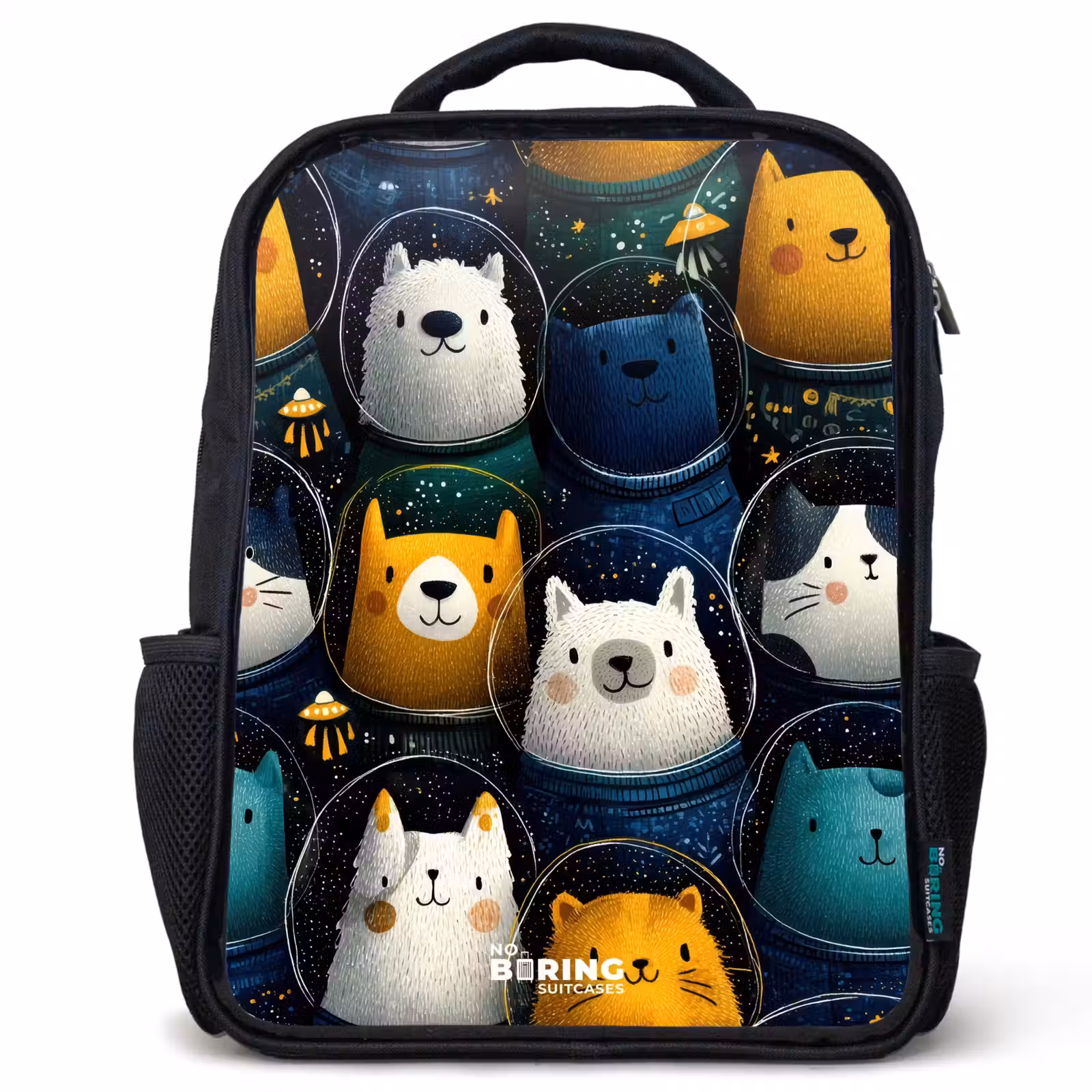 Kinderrucksack - Schwarz - Tiere - Sterne - Planeten - Astronaut — 1