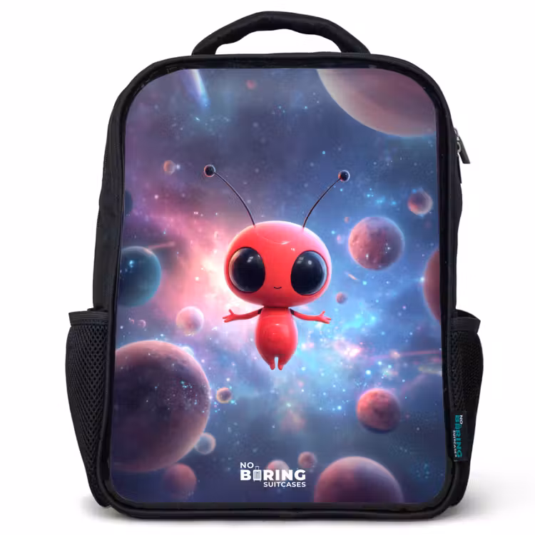 Kinderrucksack - Schwarz - Rotes Raumwesen im kosmischen Tanz — 1