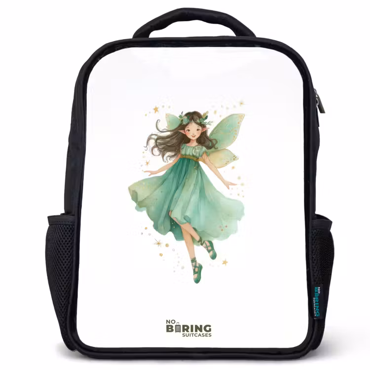 Kinderrucksack - Schwarz - Schwebende grüne Elfe — 1