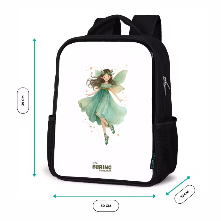 Kinderrucksack - Schwarz - Schwebende grüne Elfe — 6
