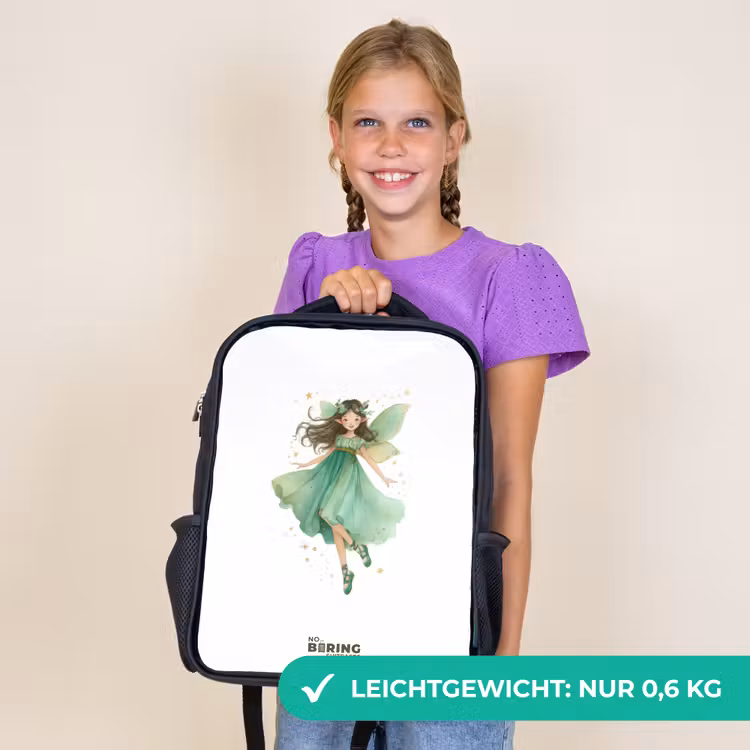 Kinderrucksack - Schwarz - Schwebende grüne Elfe — 7