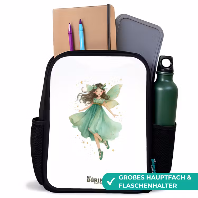 Kinderrucksack - Schwarz - Schwebende grüne Elfe — 8