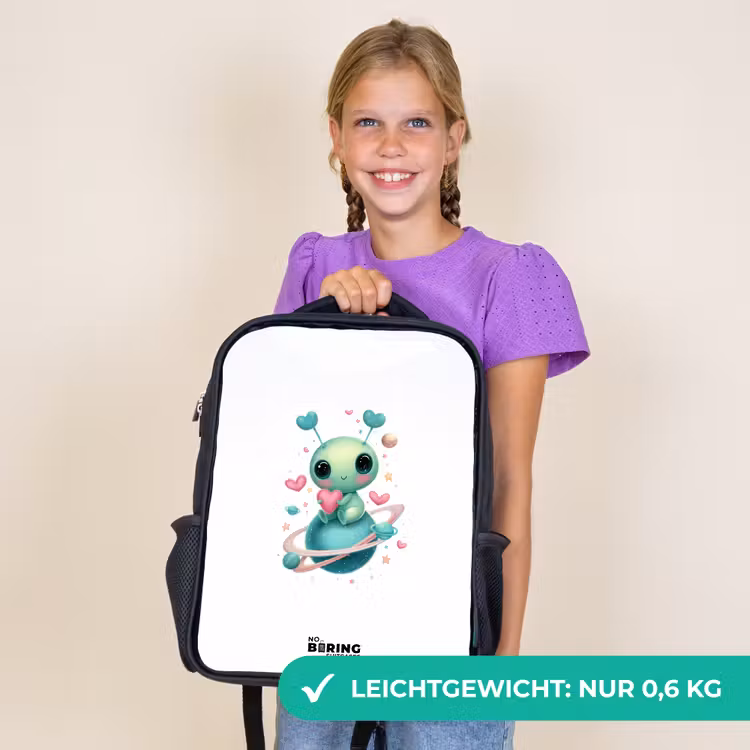 Kinderrucksack - Schwarz - Süßer kleiner Außerirdischer mit Herz — 7