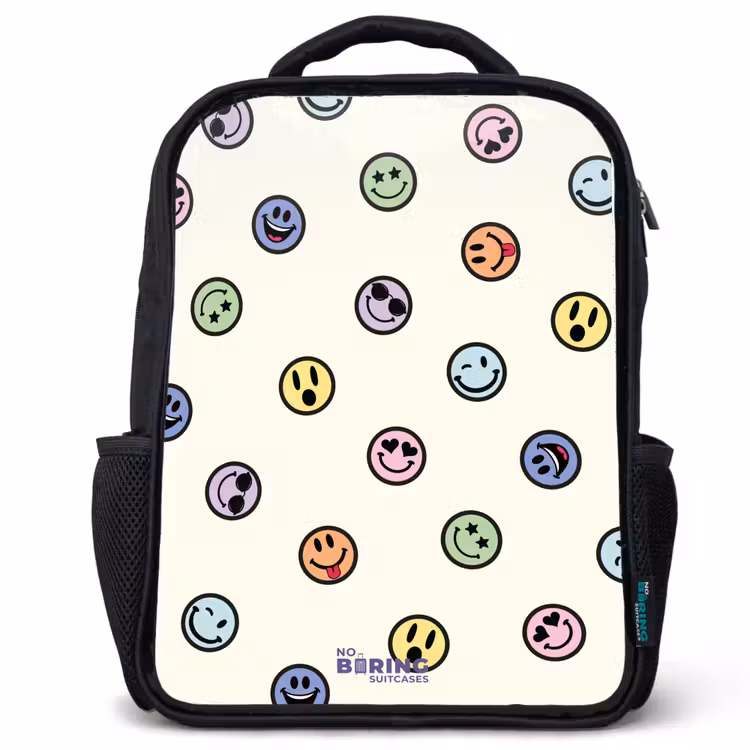 Kinderrucksack - Schwarz - Verspielter Smiley-Mix — 1