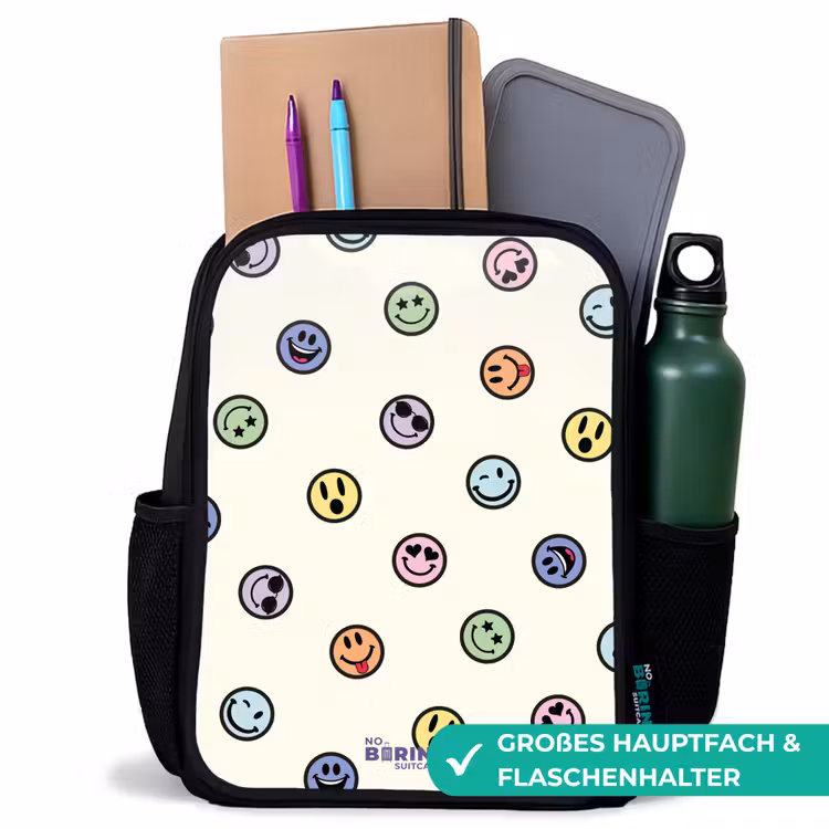 Kinderrucksack - Schwarz - Verspielter Smiley-Mix — 8