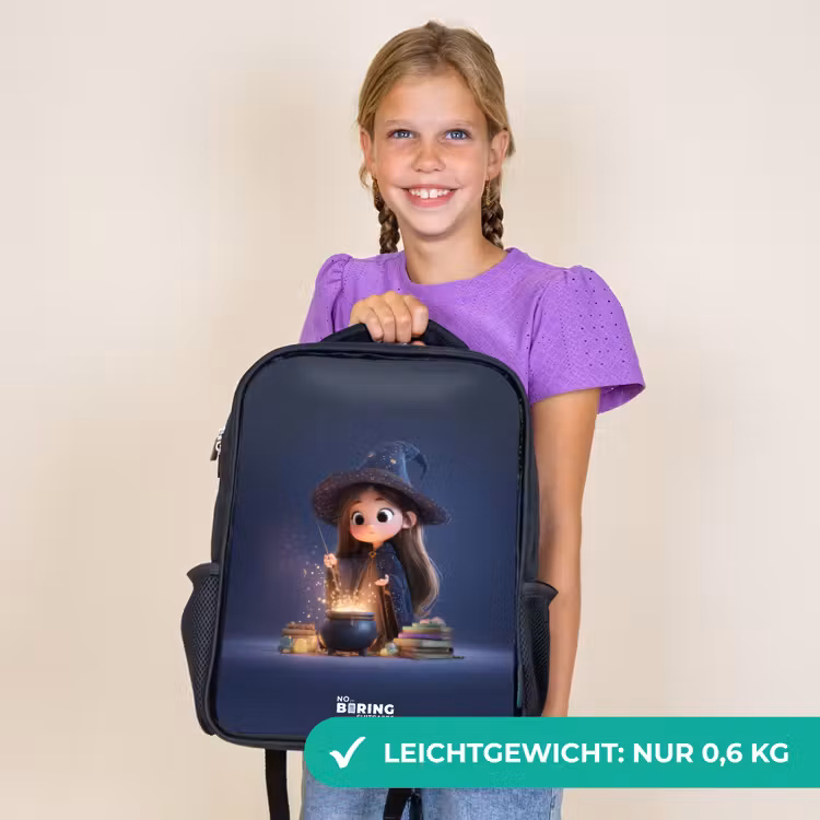 Kinderrucksack - Schwarz - Verzaubertes Mädchen mit Kessel — 7