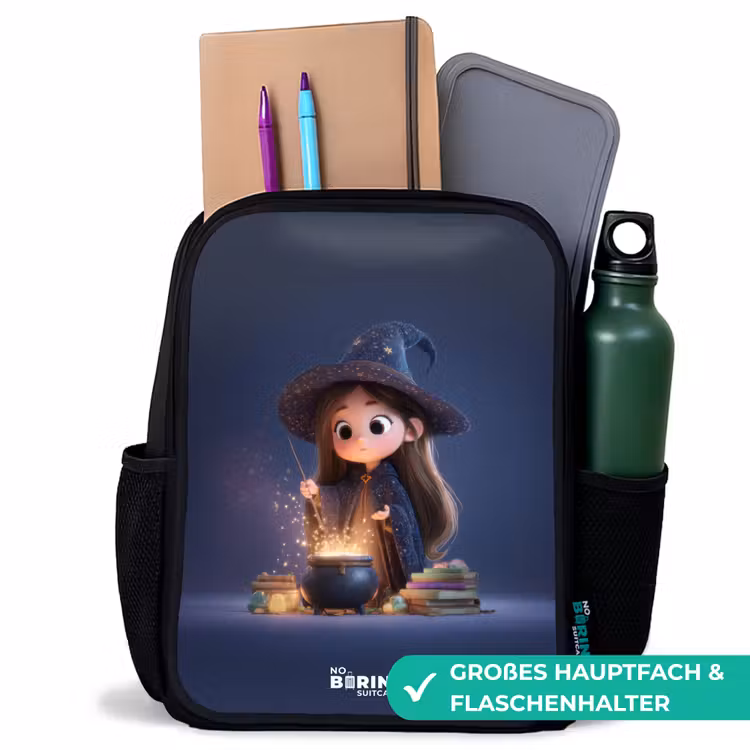 Kinderrucksack - Schwarz - Verzaubertes Mädchen mit Kessel — 8