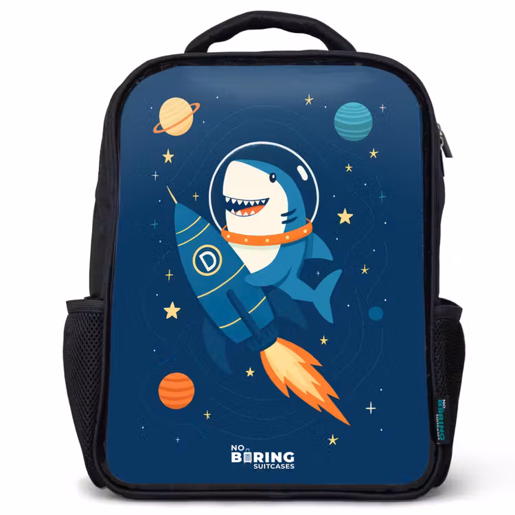 Kinderrucksack - Schwarz - Tier - Weltraum - Planet - Rakete — 1