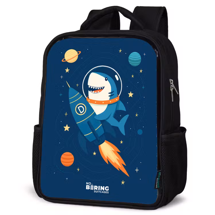 Kinderrucksack - Schwarz - Tier - Weltraum - Planet - Rakete — 4